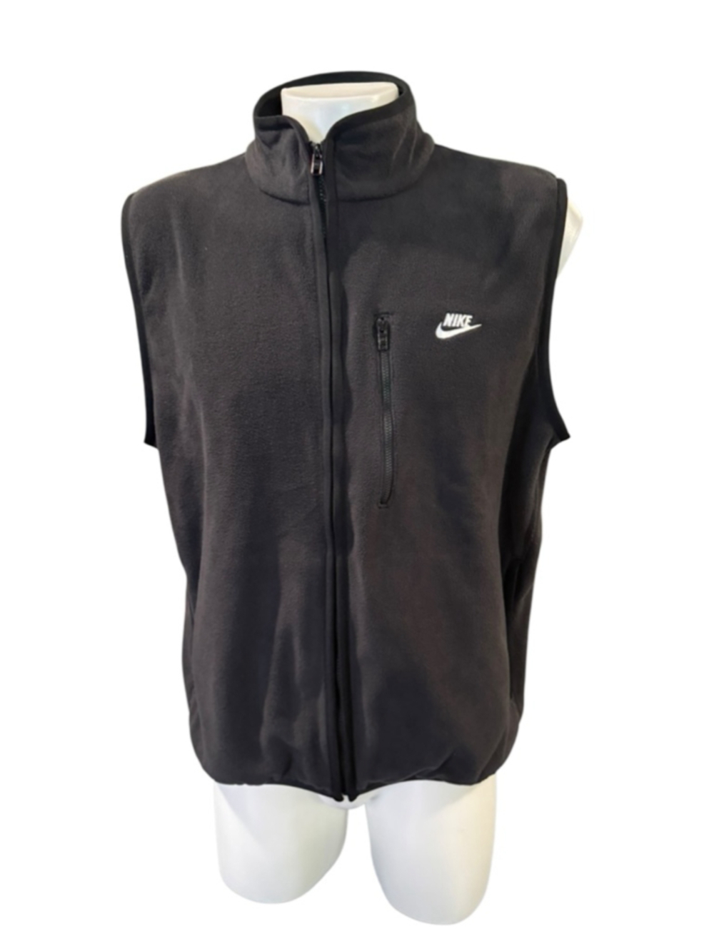 Men's Nike Black Fleece Vest L with White Logo